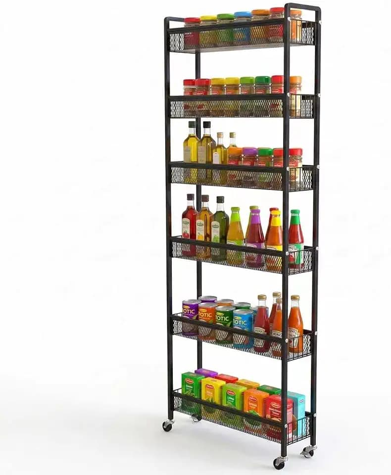 6in 6 Tier Slim Storage Cart with Wheels