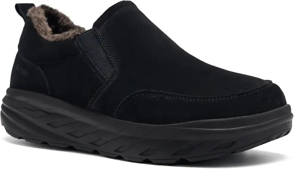 OrthoComfoot Men's Orthopedic Wide Winter Slippers with Arch Support: Comfortable Diabetic Loafers for Plantar Fasciitis, Casual Warm Orthotic Walking Shoes for Foot and Heel