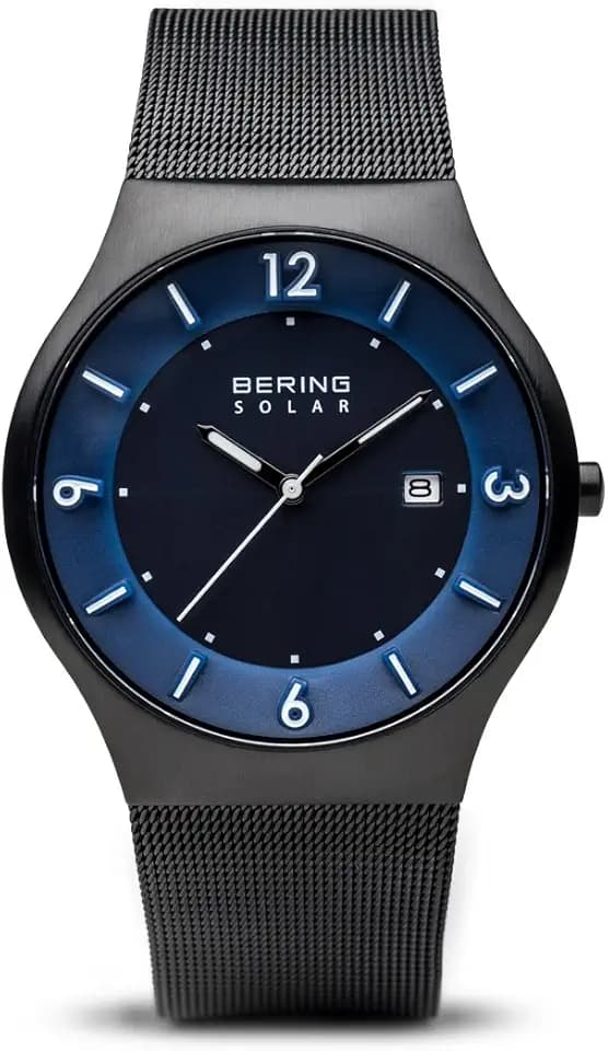 Bering Herren Solar Uhr | Armbanduhr 40 mm Edelstahlgehäuse und Zifferblatt | Milanaisearmband | Saphierglas | 5 ATM | 14440