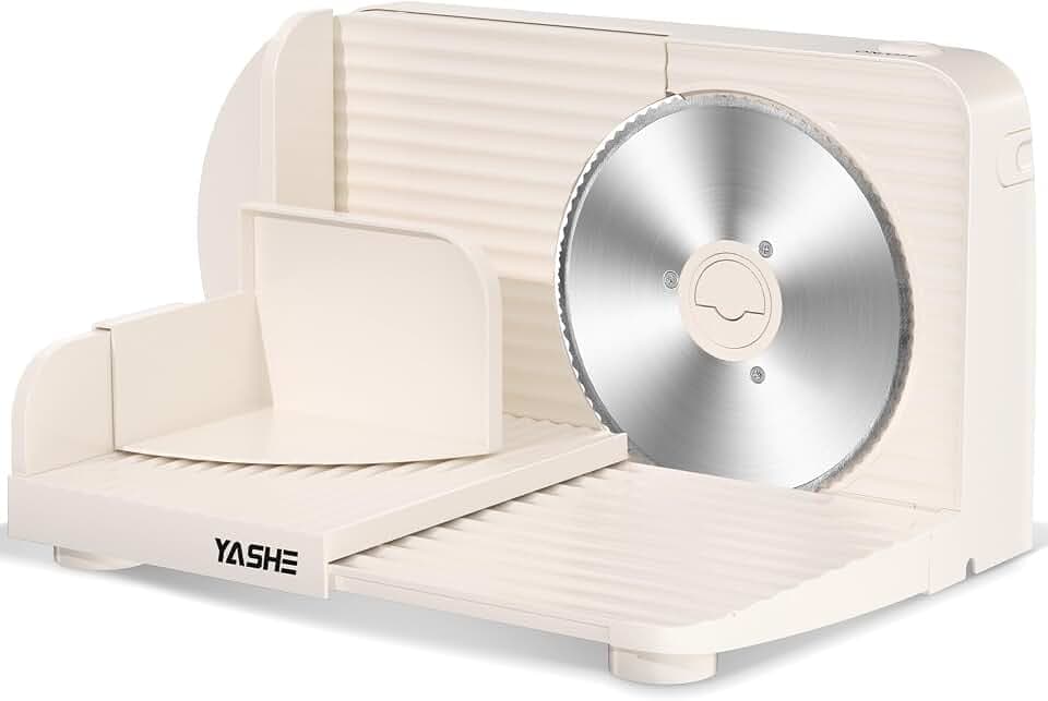 YASHE Elektrischer Faltbarer Allesschneider, 180W Brotschneidemaschine Mit 17 Cm Wellenschliffklinge, Einstellbare Schnittstärke 0–15 Mm, Für Fleisch, Käse, Brot, Gemüse