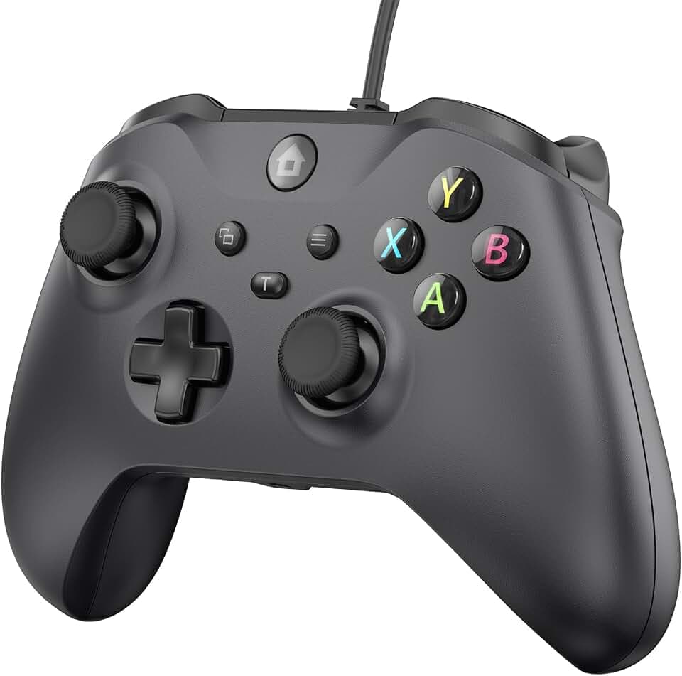 GMVOX Wired Controller for X-BOX-ONE,Compatible with X-BOX One&One S&X, X-BOX Series S&X, PC, IOS, Android Platforms, Gamepad with 3.5mm Audio Jack/Dual Vibration, Support Turbo Function,(Black)