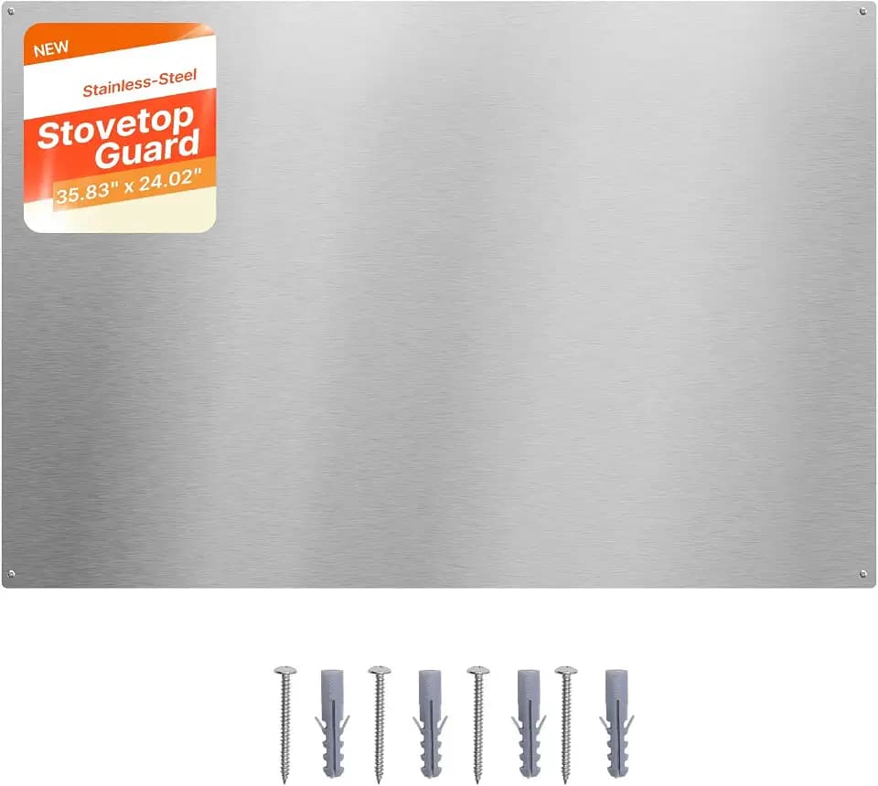 VEVOR Küchenrückwand 91 x 61 cm aus Edelstahl, Wandschutz für Herd und Dunstabzugshaube mit Vorgebohrten Löchern, Robuste Rückwand Spritzschutz für Küche, Kochen und Praktische Aufbewahrung, Silber