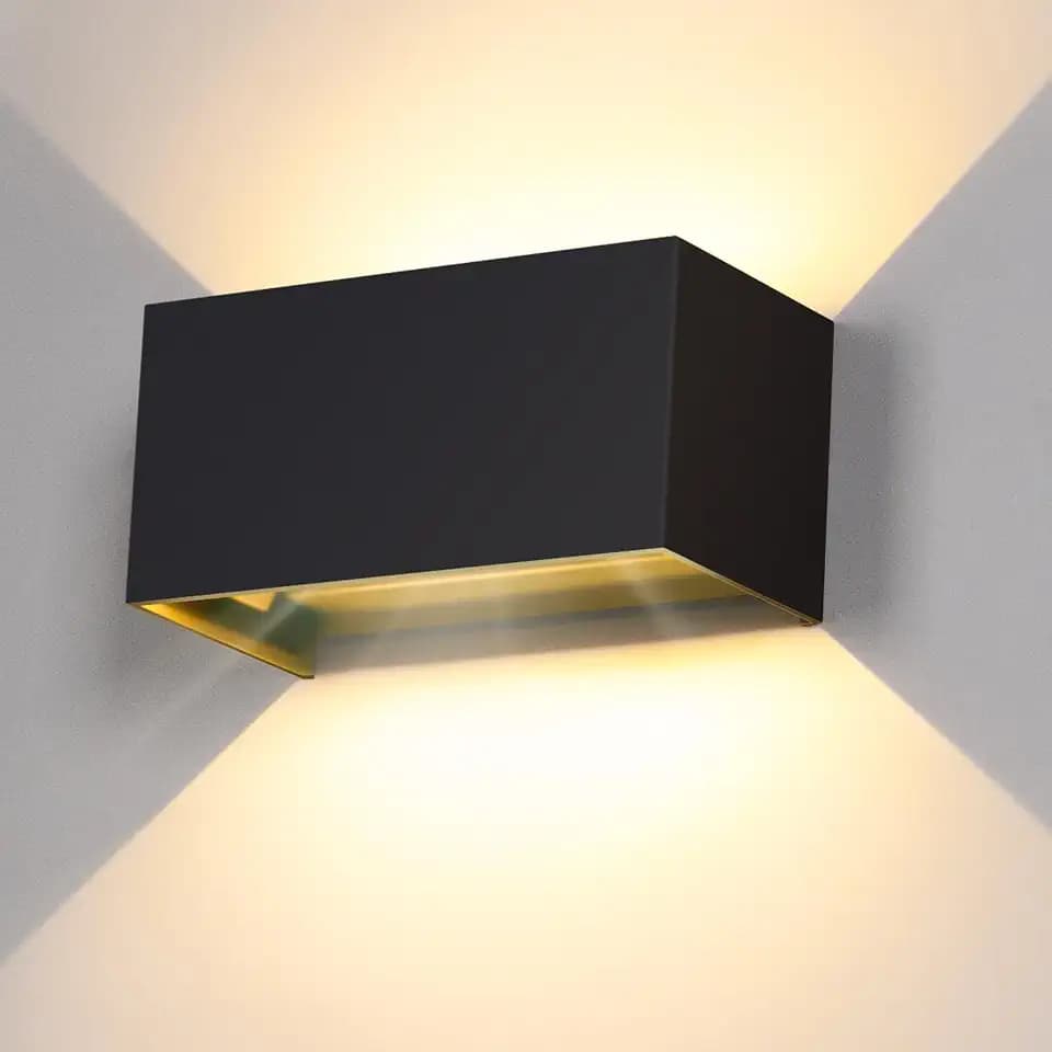 Kingwei 20W LED Wandleuchte Innen/Außen Wandlampe 3000K Warmweiß Außenwandleuchte Auf und ab Einstellbarer Wasserdichte Wandbeleuchtung IP65 Wandleuchten Schwarz