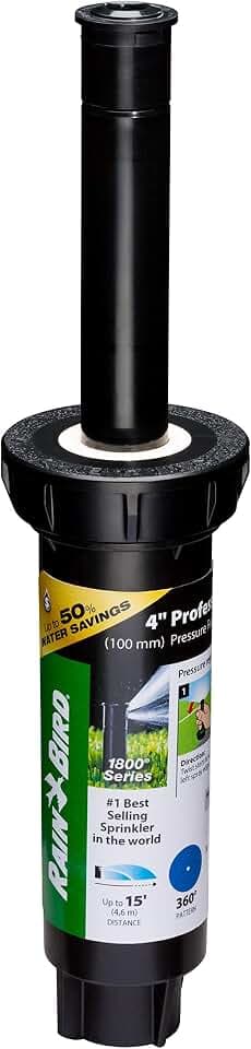Rain Bird 1804FDSP25 PRS Pro Dual Spray Pop-Up, Full Circle, 8-15 Feet, 4"