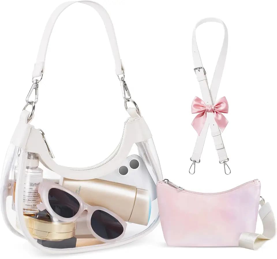 Clear Bag for Stadium Events, Clear Shoulder Bag for Stadium Approved with Wallet, for Concerts Sports Events