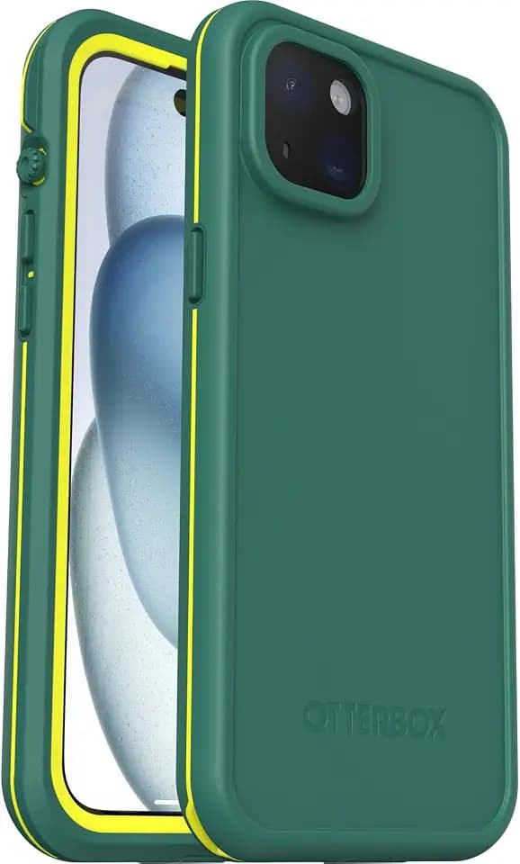 OtterBox iPhone 15 Plus and iPhone 14 Plus FRĒ Series Waterproof Case with MagSafe (Designed by LifeProof) - PINE (Green), waterproof, 60% recycled plastic, sleek and stylish