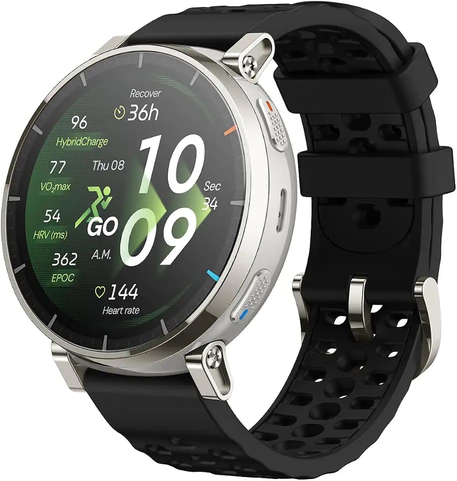 Amazfit Active 3 Premium 45mm GPS Lauf-Smartwatch, 1,32" AMOLED Saphir-Display, 12 Tage Akku, 4GB, NFC, Offline-Karten, 170+ Trainingsmodi, 5 ATM, Herzfrequenz- & Fitness-Tracker für Android & iPhone