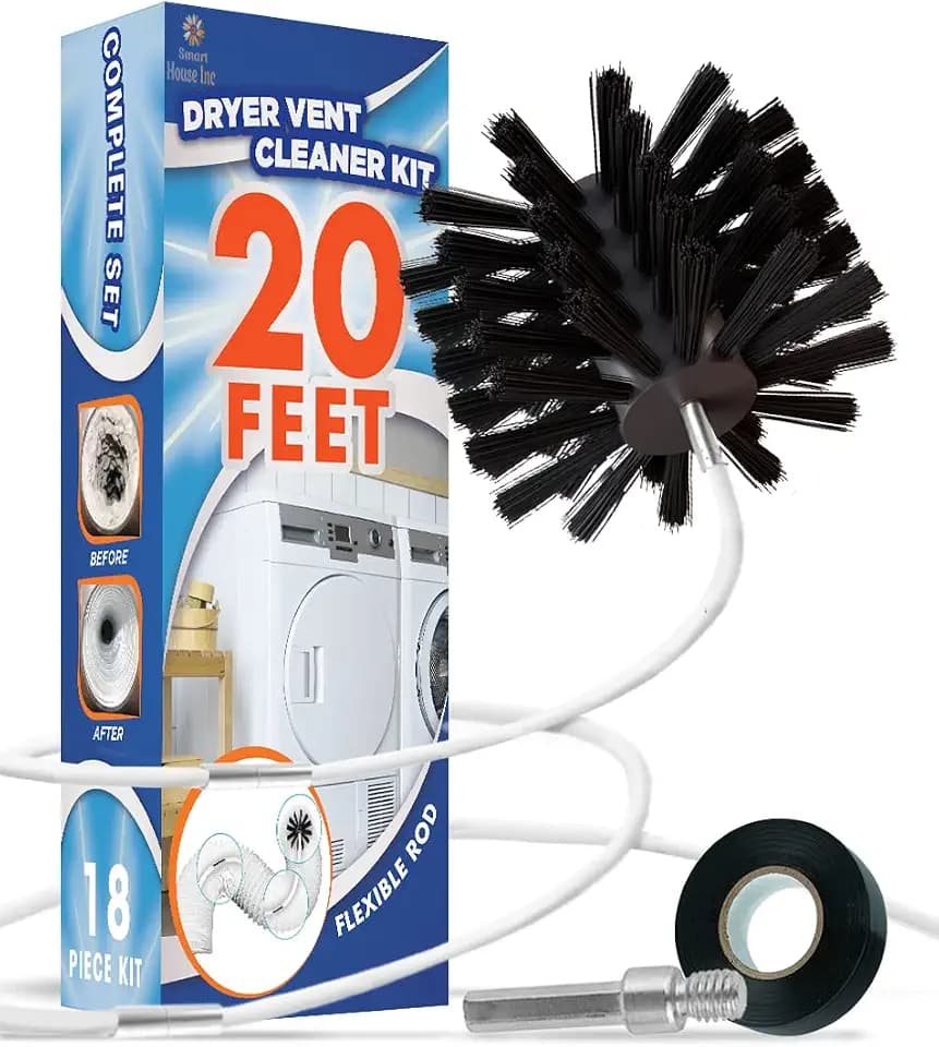 Dryer Vent Cleaner Kit 20 Feet - Flexible Dryer Vent Cleaning Kit for Drill