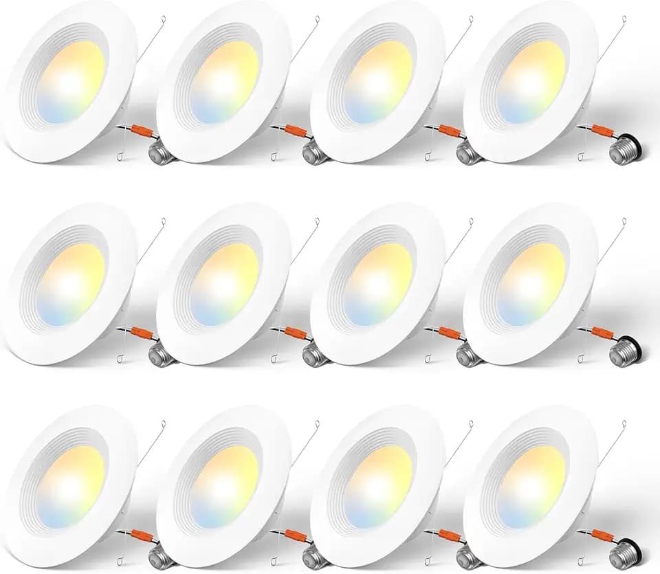 Amico 12 Pack 5/6 inch LED Recessed Lighting, Retrofit Can Lights, White
