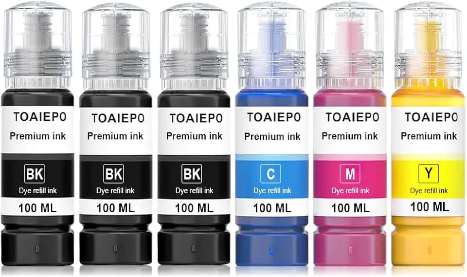 522 Ink Refill Bottles Replacement for T522 Ink Work with ET-2710,ET-2720, ET-2803, ET-2800, ET-4800,ET-4700 Printer, 6 Pack