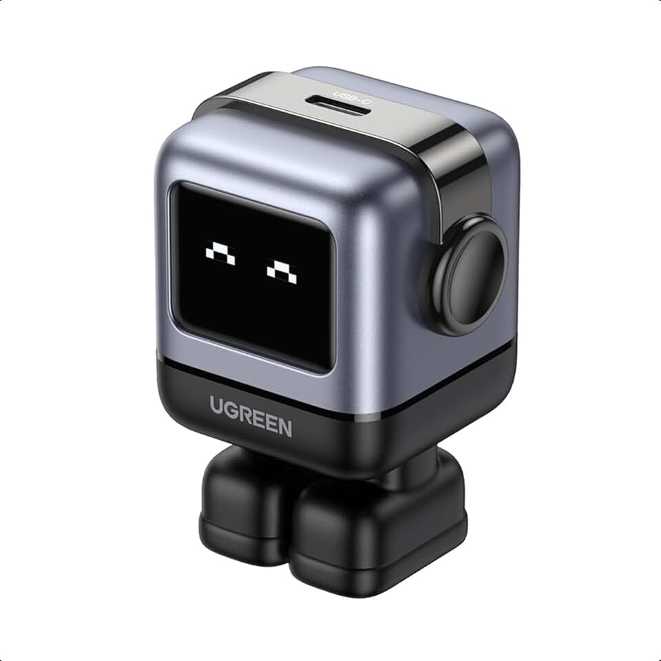 UGREEN Uno 30W USB C Charger, Compact Robot GaN Fast Charging Block, Black