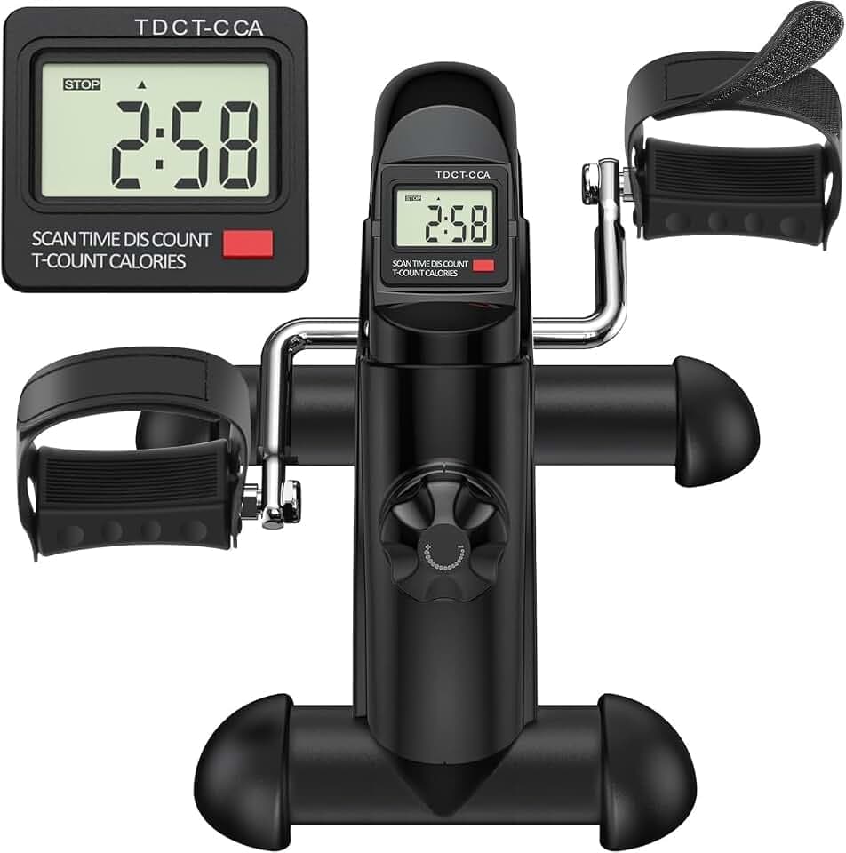 TABEKE Under Desk Bike Pedal Exerciser - Mini Exercise Bike for Arm/Leg Exercise, Pedal Exerciser for Seniors with LCD Display 260901