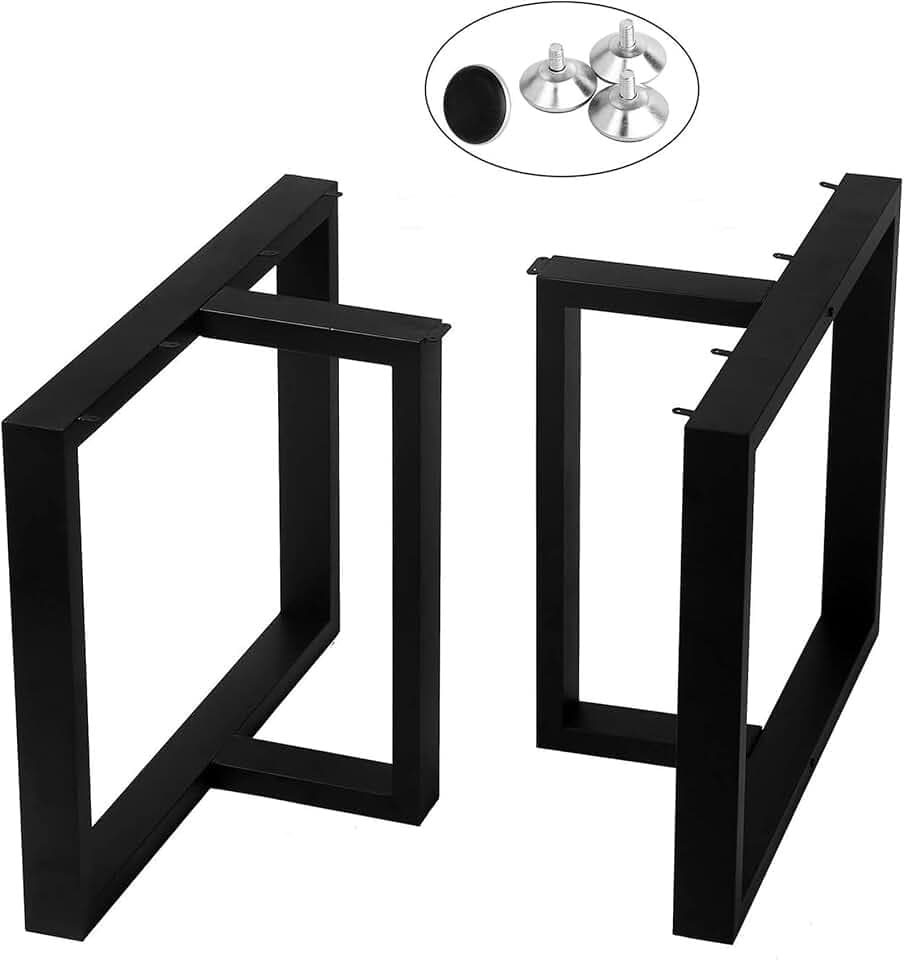 TIEOU 28 Inch Metal Table Legs Heavy Duty T Shape Metal Desk Legs Set of 2 Industrial Table Legs,Black Table Legs,Modern Table Legs,Console Table Legs (28" H X35''W)