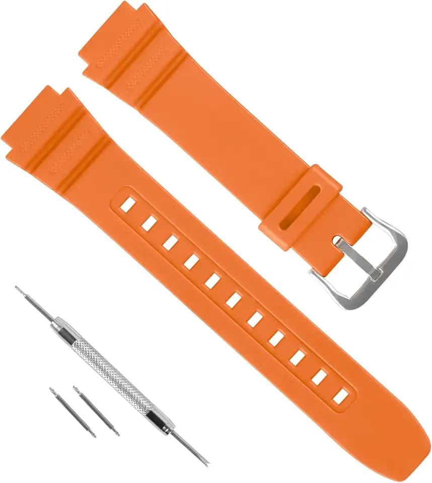 18mm Replacement Rubber Resin Watchband for Casio F-108 AE-1000W AE-1200 AE-1300 W-216 W218H W-219H W735H W800H SGW-300H, Soft PU Watch Strap for Casio Watch Strap
