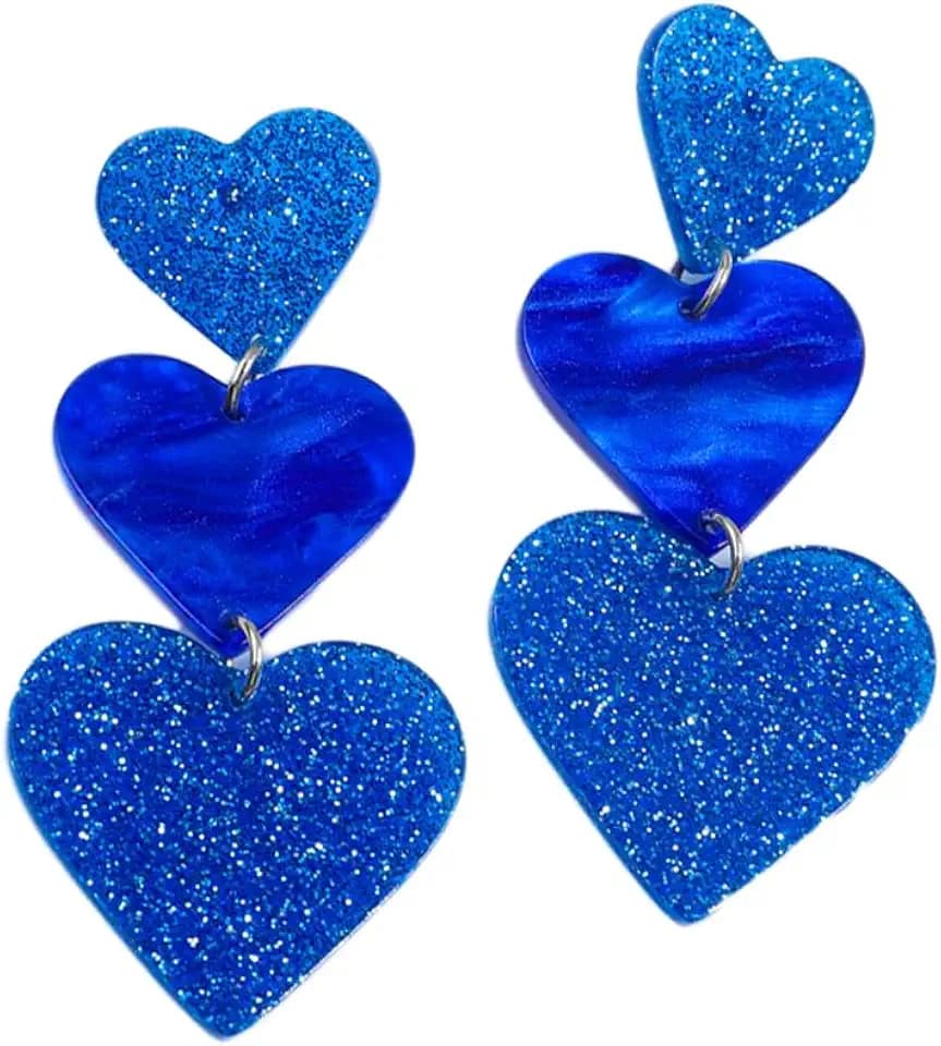 Lovely Glitter Sequins Love Heart Earrings for Women Lightweight Acrylic Star Drop Earrings Statement Jewelry Valentine's Day Gifts