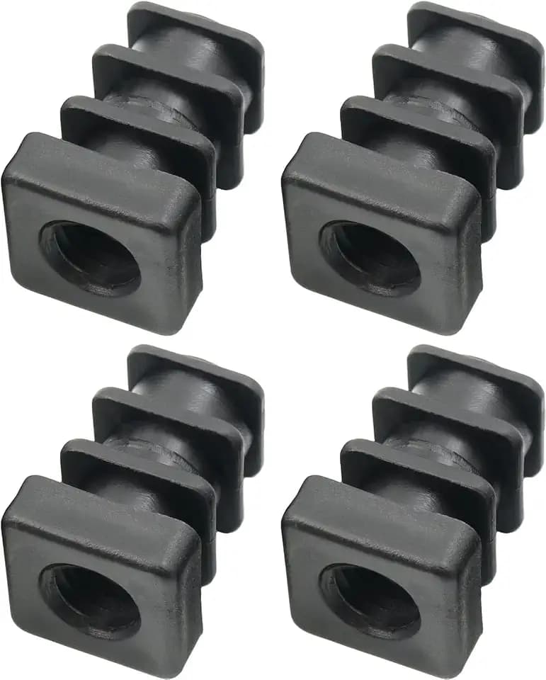 Design61 4X Gewindestopfen Justierstopfen für Quadratrohre mit gespritztem Kunststoffgewinde 18x18 mm 1-1,5 mm mit M10 Innengewinde