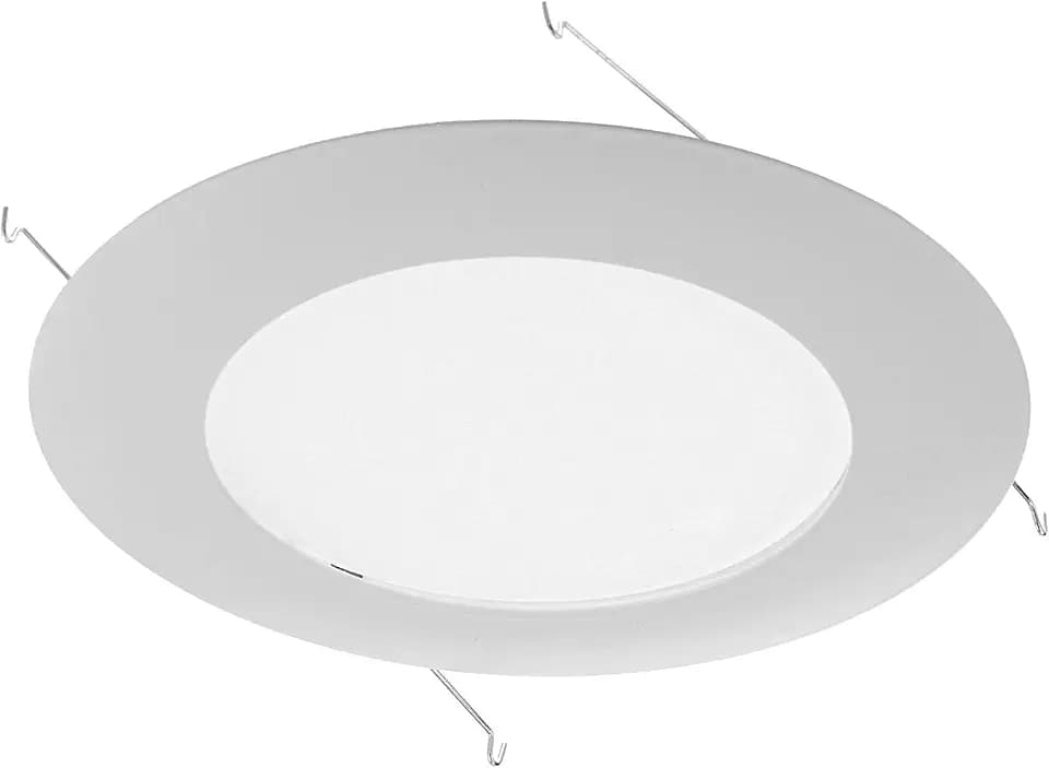 NICOR Lighting 6 inch White Lexan Flat Albalite Shower Trim with Plastic Trim Ring and Albalite Lens (17575)