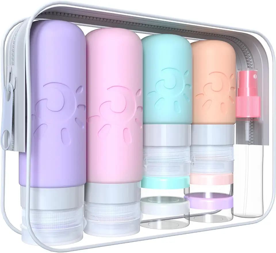 Zafit 18 Pack travel Bottles for Toiletries, TSA Approved Silicone Travel Containers Leak Proof Refillable Travel Accessories for Shampoo Conditioner Lotion Body Wash(Multicolored C)