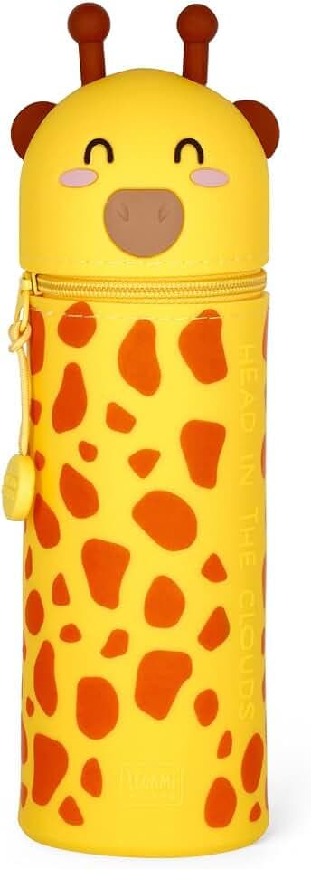 LEGAMI - 2-in-1 Weiche Silikontasche - Kawaii, Giraffe Schultasche, Tischstifthalter, Reißverschluss, Silikon, Stiftetasche Buntstifte Marker, H 18,5 cm