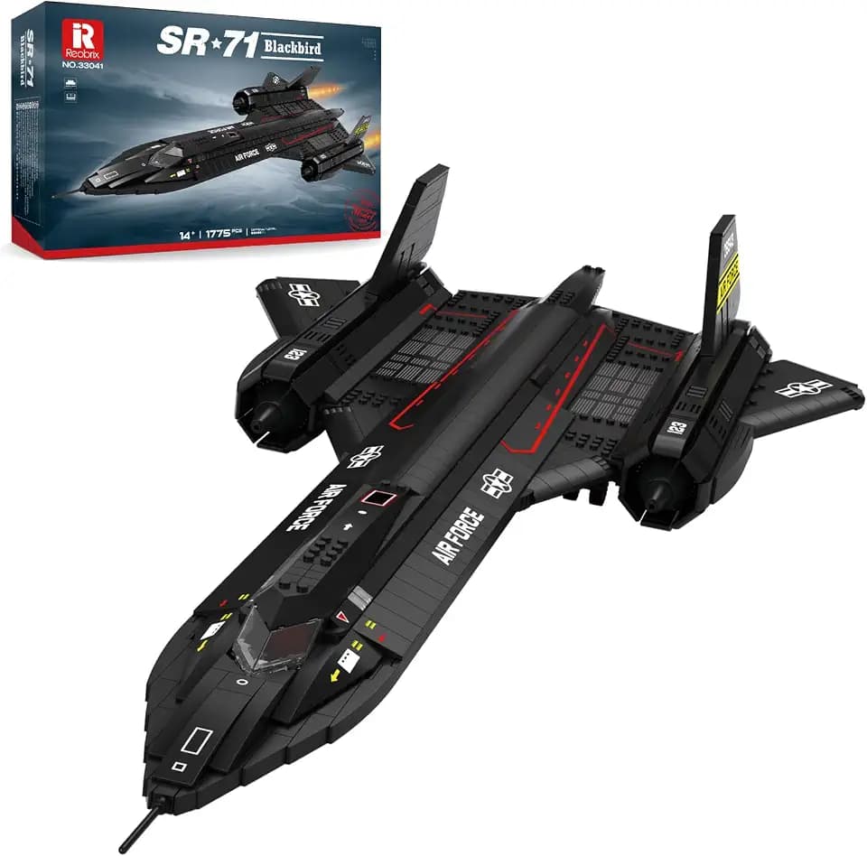 Reobrix SR-71 Blackbird Building Set, Military Reconnaissance Aircraft Model Kit, Collectible Aviation Jet for Adults, Home Office Display Decor, Ideal Gifts for Men & Military Fans 14+