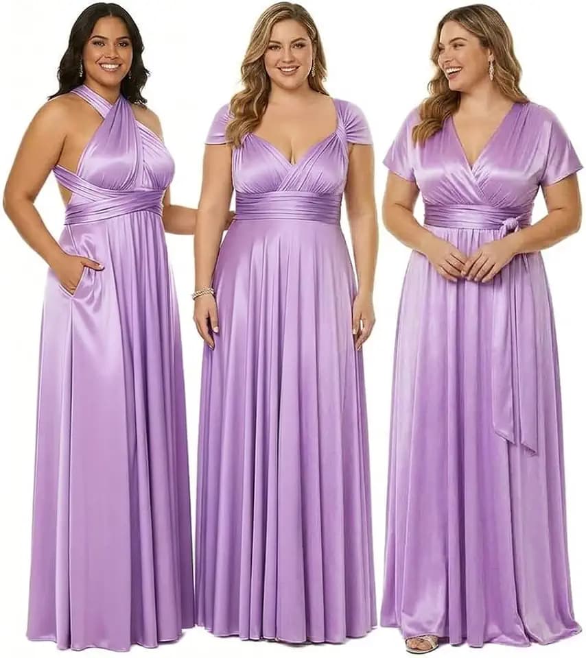 Infinity Bridesmaid Dress with Pockets – Convertible Maxi Wrap Gown, Multiway Formal Dress for Wedding & Plus Size
