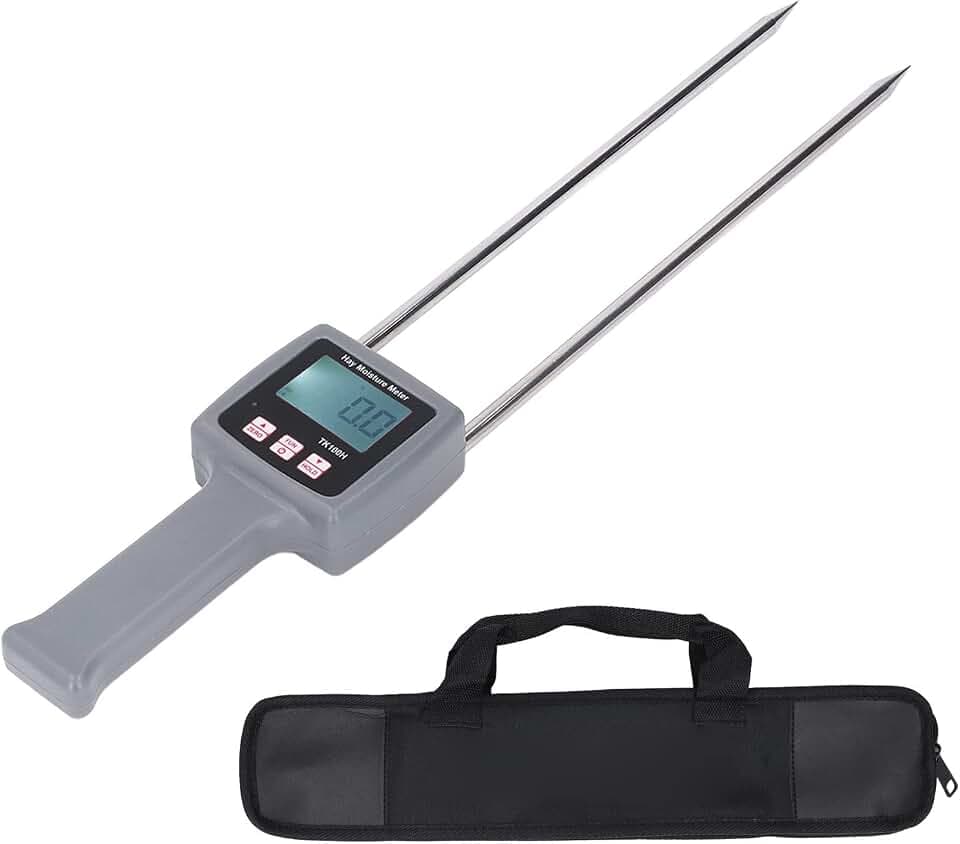 Feuchtigkeitsmesser, Sonden-Feuchtigkeitstester, Multifunktionaler Faser-Feuchtigkeitsmesser für Getreide, Stroh, Kleie, Futter, Gras, Bambus, Getreide, Mehl, Zum Testen von Fasern