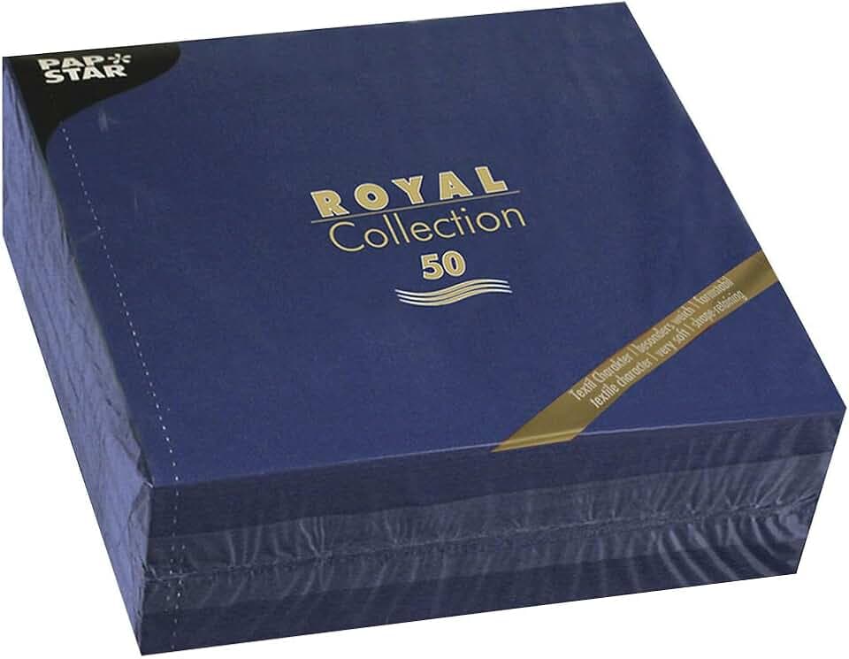 Papstar 50 Servietten/Tissueservietten dunkelblau "Royal Collection" 40 x 40 cm, 1/4-Falz, gut geeignet für Haushalt, Gastronomie oder Partys