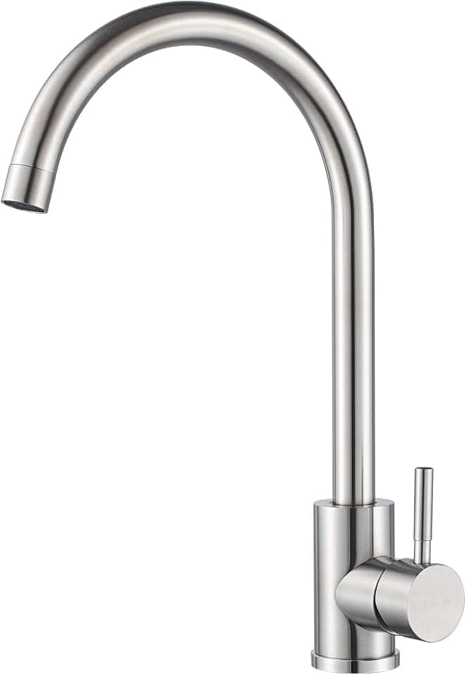 Single Handle High Arc Kitchen Faucet Stainless Steel Brushed Nickel,Commercial Single Hole Kitchen Sink Faucet,Modern One Hole Bar Sink Faucet
