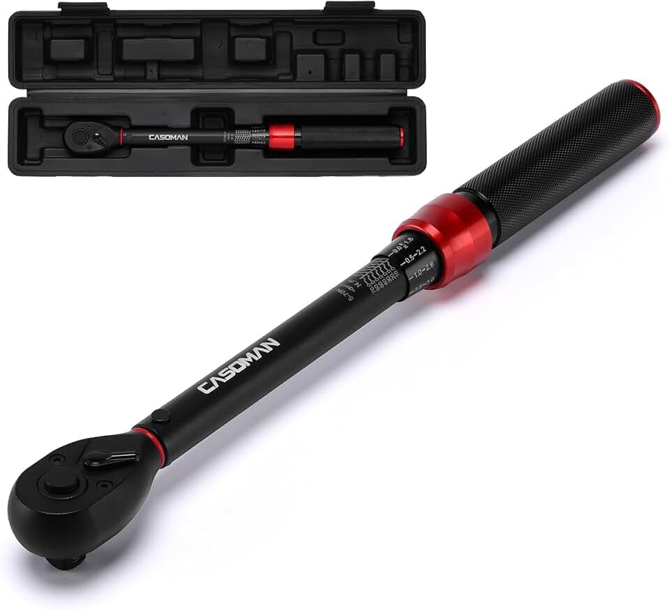 CASOMAN 3/8-Inch Drive Torque Wrench, 5-70Nm, ± 3% Accuracy, 72-Tooth Click Torque Wrench for Bike, Motorcycle and Car Repair