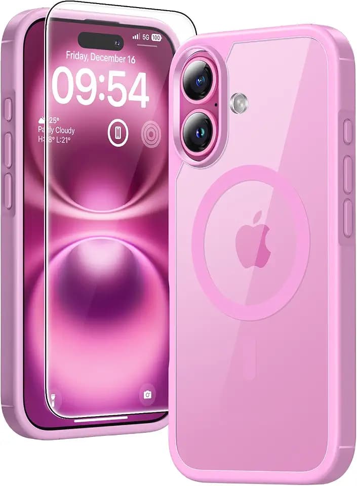 TAURI for iPhone 16 Case, Compatible with MagSafe, Pink