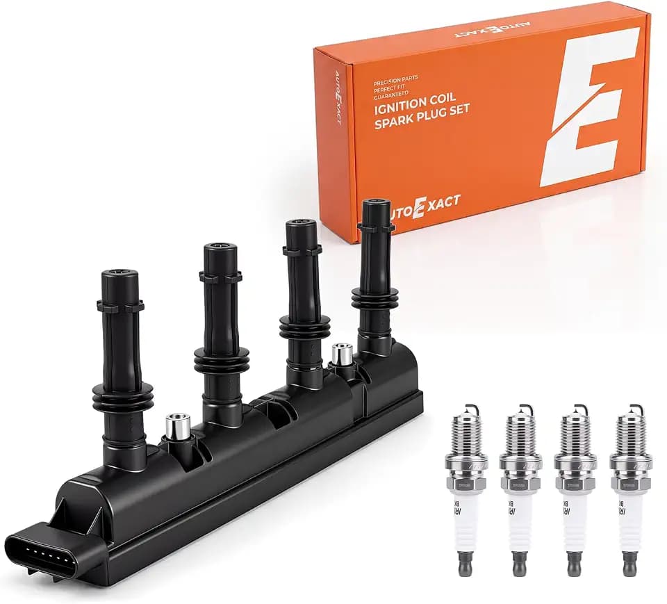 Autoexact Ignition Coils and Iridium Spark Plugs Set Fit for Chevy 2011-2015 Cruze 2015-2021 Trax 2012-2020 Sonic 2016 Cruze Limited Buick 2013-2021 Encore 1.4L, #UF669 2667, 1 Coil Pack + 4 Plugs