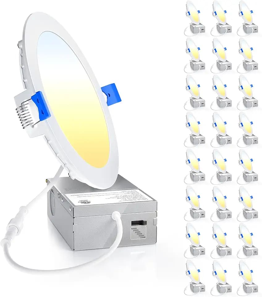 Ensenior 24Pack 6 Inch LED Recessed Ceiling Light, 6CCT, 1200LM 12W 120V