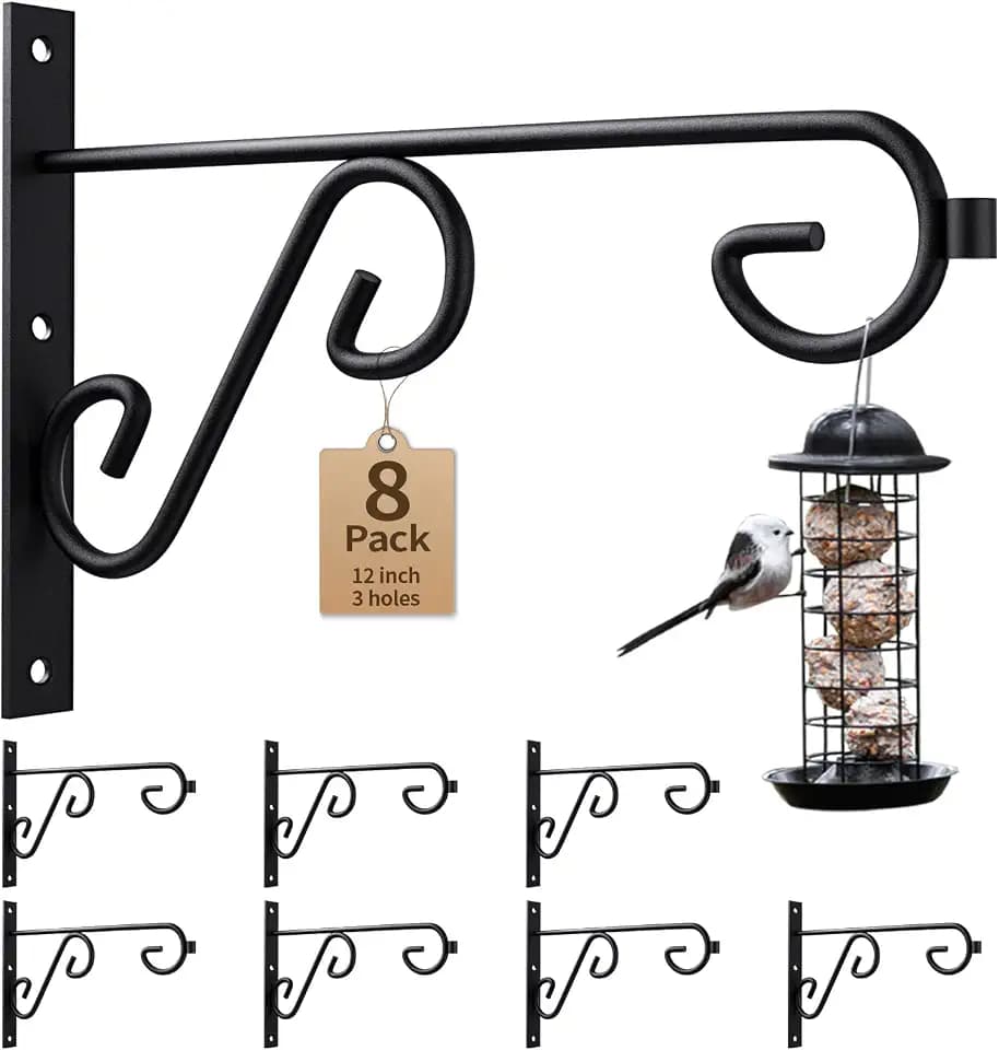 plant hanger bracket Bulk 8Pack Black 12Inch Metal Wall Hook Indoor Outdoor