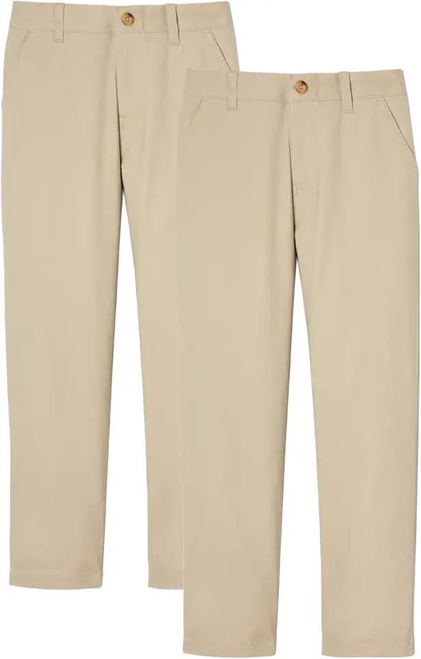 French Toast Boys' 2-Pack Straight Fit Performance Fabric Pants