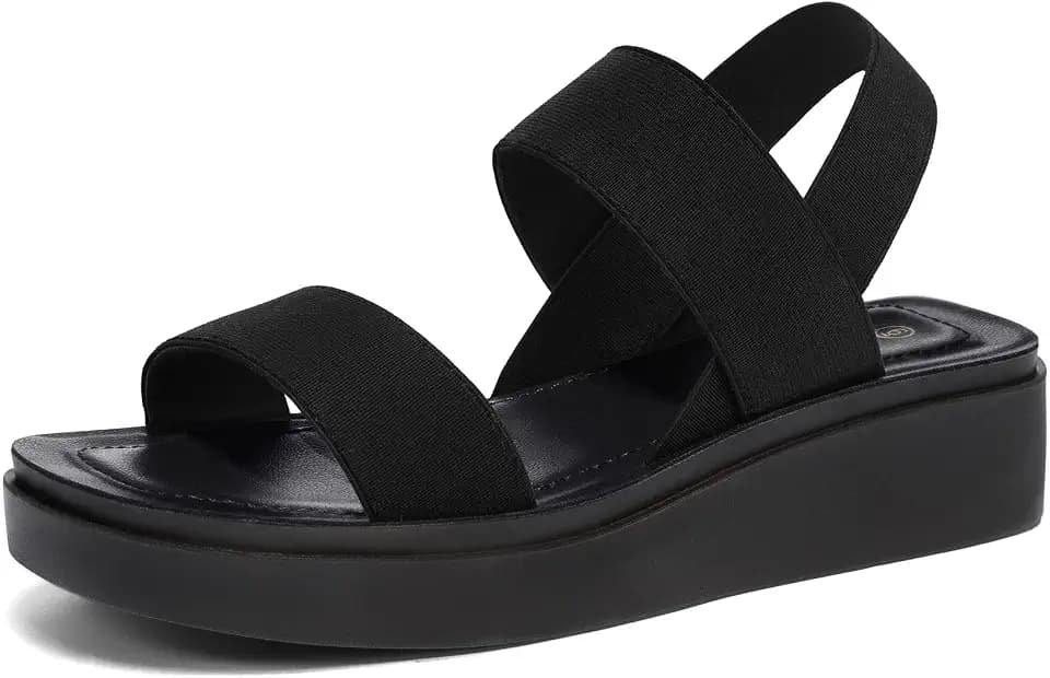 mysoft Women's Platform Wedges Sandals Elastic Slingback Summer Shoes