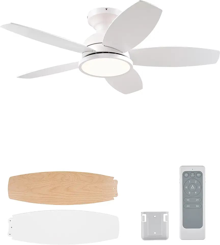VONLUCE 36 Inch Ceiling Fans with Lights, White