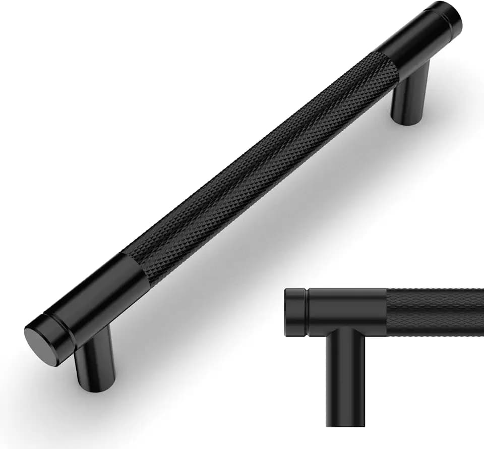 Amerdeco 10 Pack Matte Black Cabinet Pulls 6.25 Inch(160mm) Hole Center Drawer Pulls Cabinet Hardware Kitchen Cabinet Handles for Bathroom Dresser Pulls ZH0031