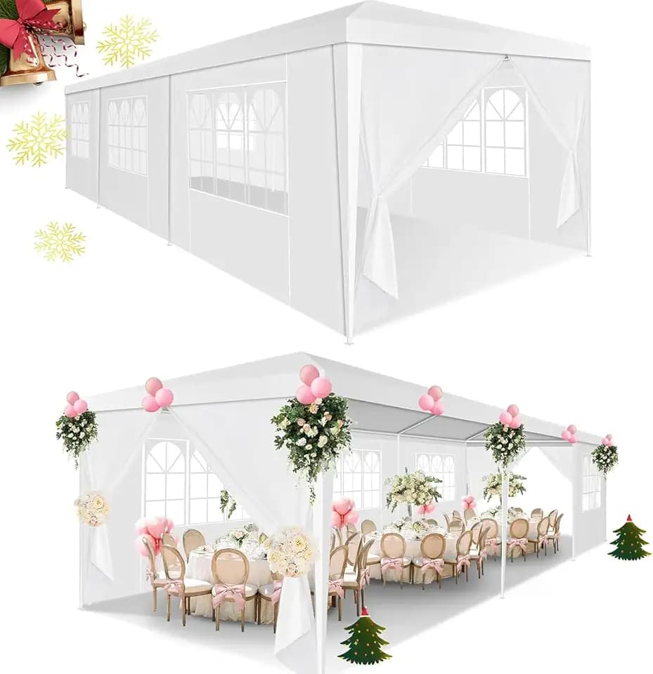 HOTEEL 10x30 Party Tent Outdoor Canopy Tents for Parties with 8 Removable Sidewalls, Carpas para Fiestas Waterproof for Gazebo Large Backyard Shelter Patio Wedding Events Tent BBQ
