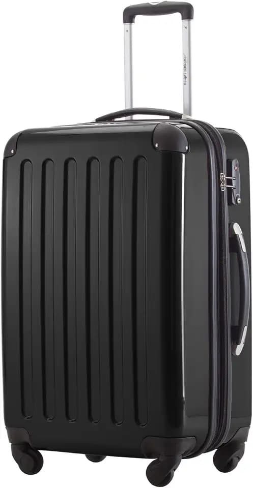 Hauptstadtkoffer Alex - Erweiterbarer Hartschalenkoffer 65 cm (74 L) mit TSA-Schloss - robuster Trolley-Reisekoffer mit 4 Doppelrollen, Schwarz
