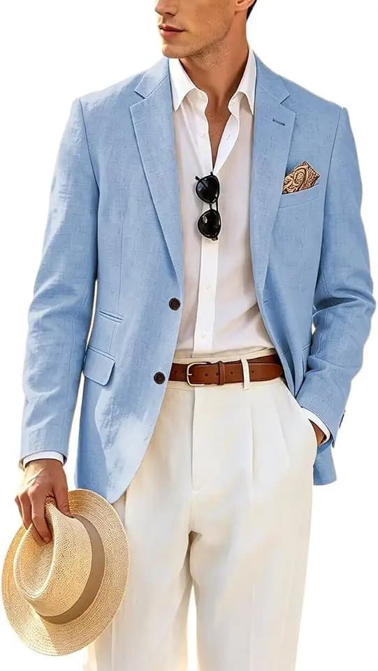 Mens Suits Linen Casual Blazer Lightweight Linen Sport Coat Jacket