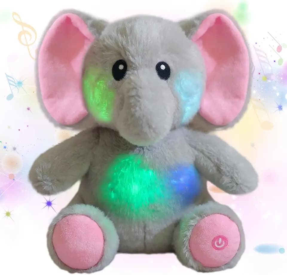 Glowing LED Elephant Light-up Toys Musical Plush Stuffed Animal