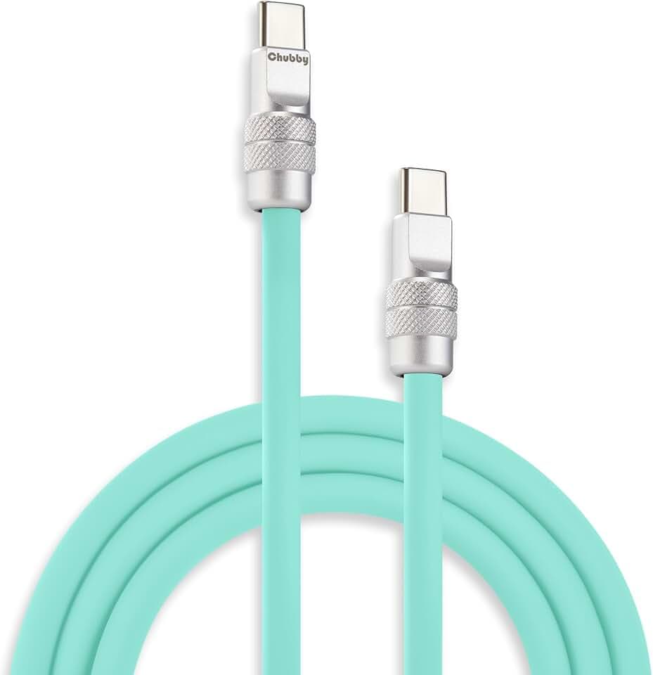 chubbycable USB C to C 240W Silicone Charging Cable, Light Blue, 8.2FT