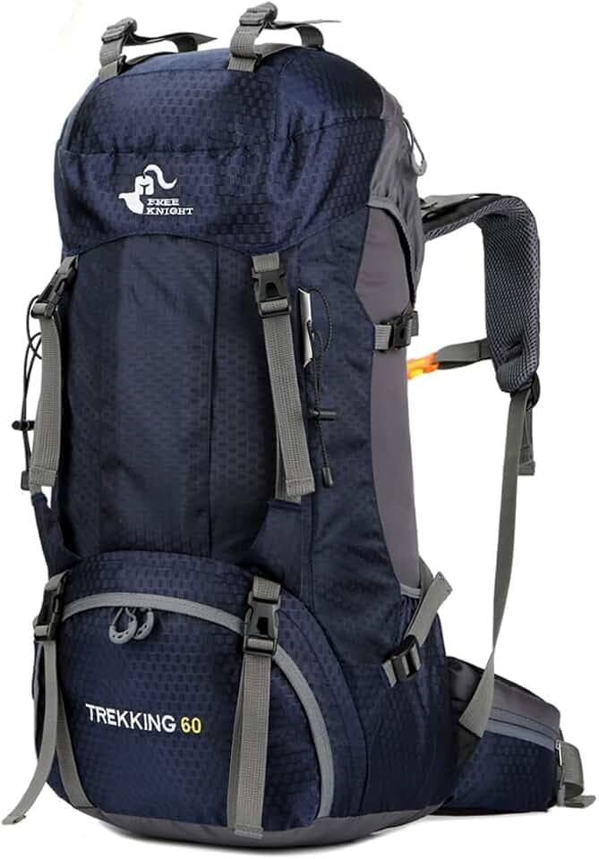 Bseash 60L Wasserdichter leichter Wanderrucksack mit Regenschutz, Outdoor Sport Tagesrucksack Multifunktions Reisetasche für Klettern Camping Reisen