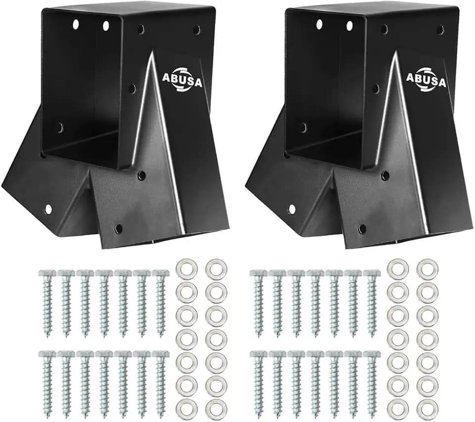 ABUSA Heavy Duty Swing Sets Brackets 2 Black A-Frame Swing Set Brackets with All Accessories for Playground Equipment Mounting Parts Hardware Included (B007)