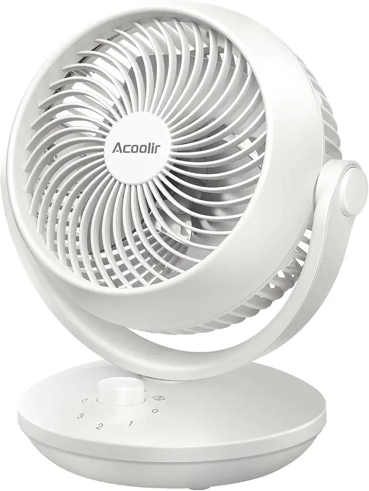 Acoolir Ventilator Leise 24dB Ultra-Leise, Tischventilator mit Dualer Oszillation 70° Horizontal + 100° Vertikal, 3 Geschwindigkeitsstufen, Ventilator Klein für Schlafzimmer, Homeoffice, Wohnzimmer