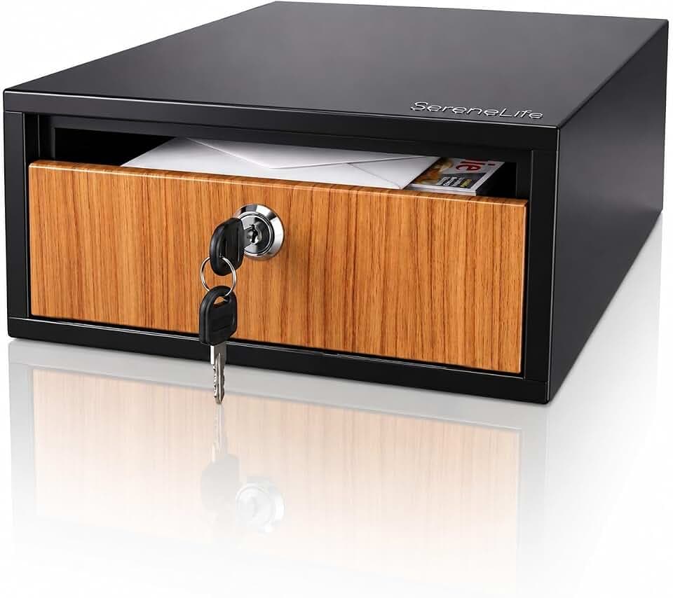 SereneLife Horizontal montierbarer Briefkasten mit Schloss | Moderner Universal-Briefkasten für den Außenbereich | Verzinkter Stahl13,7 x 9,8 x 4,7 Große Kapazität für Zuhause/Büro mit sicherem Liefer
