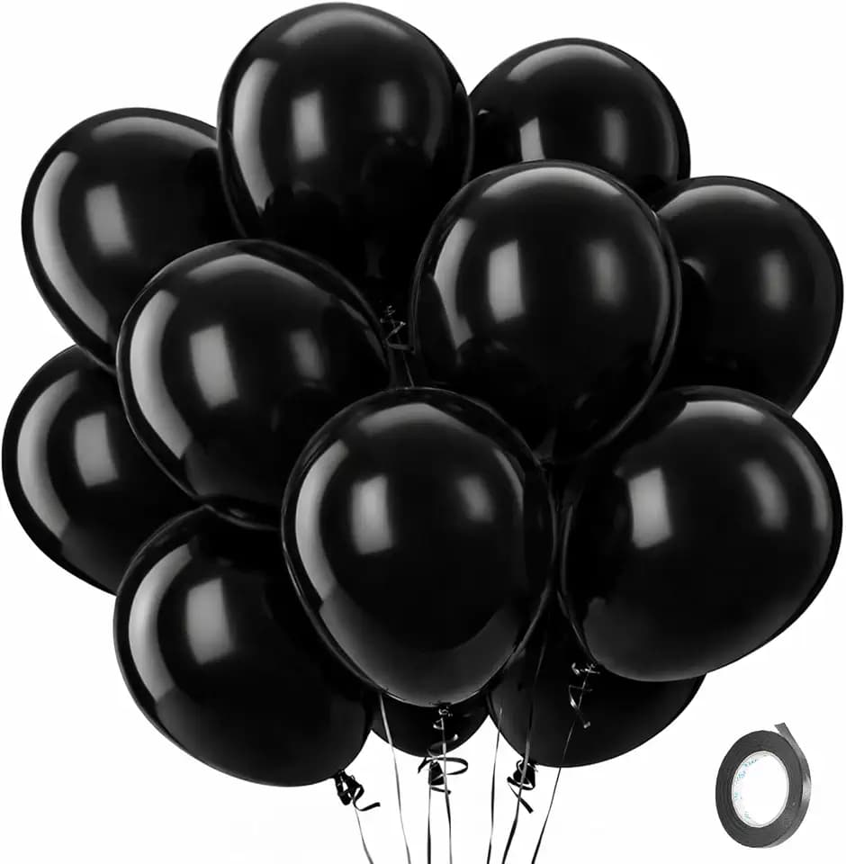 QIFU Luftballons Geburtstag Schwarz - 100 Stück Dicke Schwarze Latex Ballons, Helium Ballons für Halloween Geburtstagsdeko Kinder Hochzeit Abschlussfeier Babyparty Jubiläums Party Dekorationen 12 Zoll