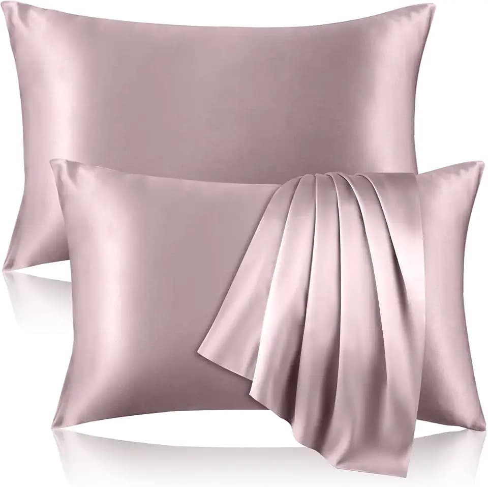 2 Pack 100% Pure Silk Pillowcase for Hair and Skin, Both Sides Mulberry Silk Pillowcases with Hidden Zipper, Cooling Pillowcase 19 Momme, 600 Thread Silk Pillow Cases Queen Size, Apricot