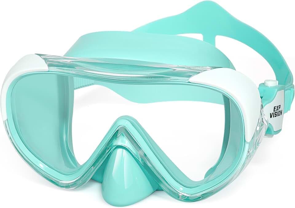 Kids Swim Mask 180° Snorkel Diving Mask, Anti-Fog Child Swim Goggles with Nose Cover No-Leak Swimming Goggles Anti-Shattered Lens for Youth 4-15