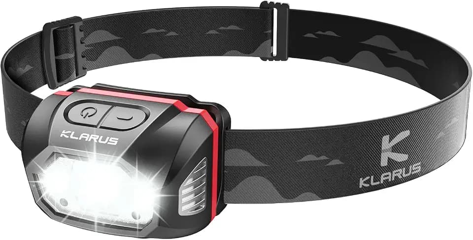 KLARUS HM1 Stirnlampe mit Sensorschalter, wiederaufladbare Kopflampe, 440 Lumen & 100m Reichweite, USB-C, 1800mAh Akku, IPX6, 70g leicht für Laufen, Hundespaziergang, Arbeit, Camping